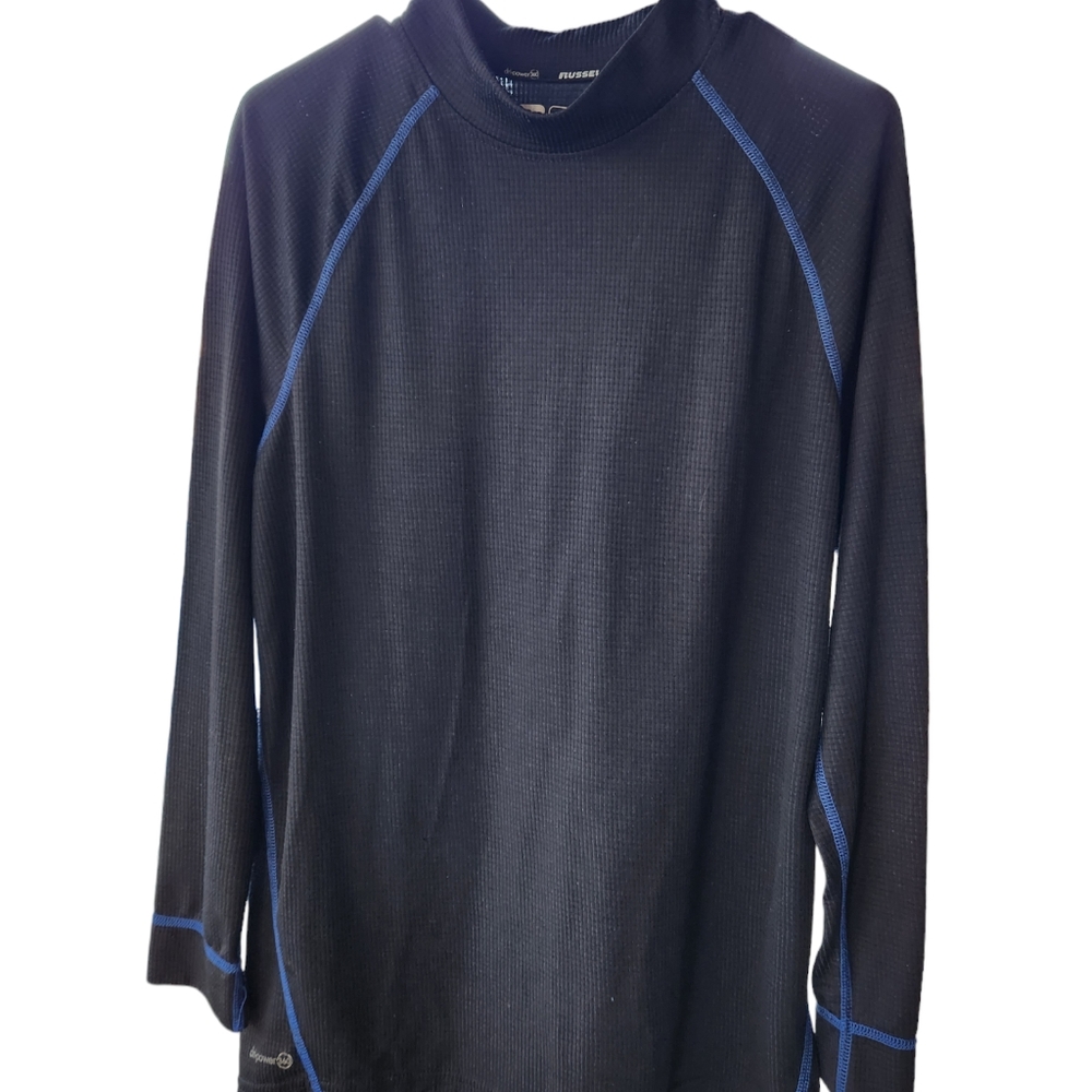 Russell Dri-Power 360 Black Long Sleeve Mock Neck T-Shirt Men's L/G (42-44)